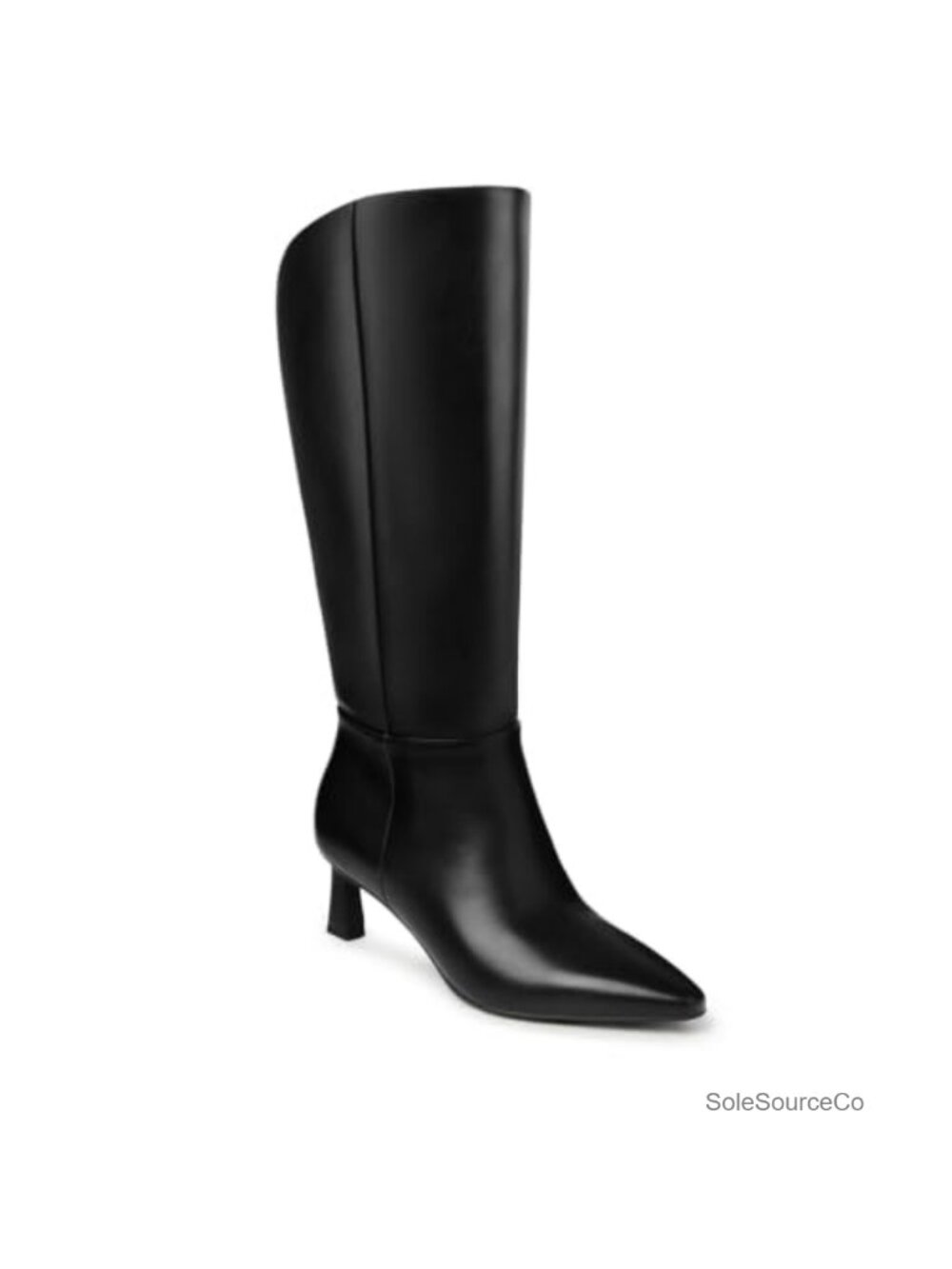 Women's Wide Calf Knee High Kitten Heel Pointed Toe Boots